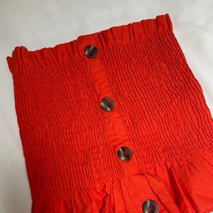 Orange Tube Top with Button Detail Like New
